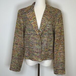 V.P. Collections Handwoven Silk Open Front Blazer Jacket Women’s Size Medium NWT